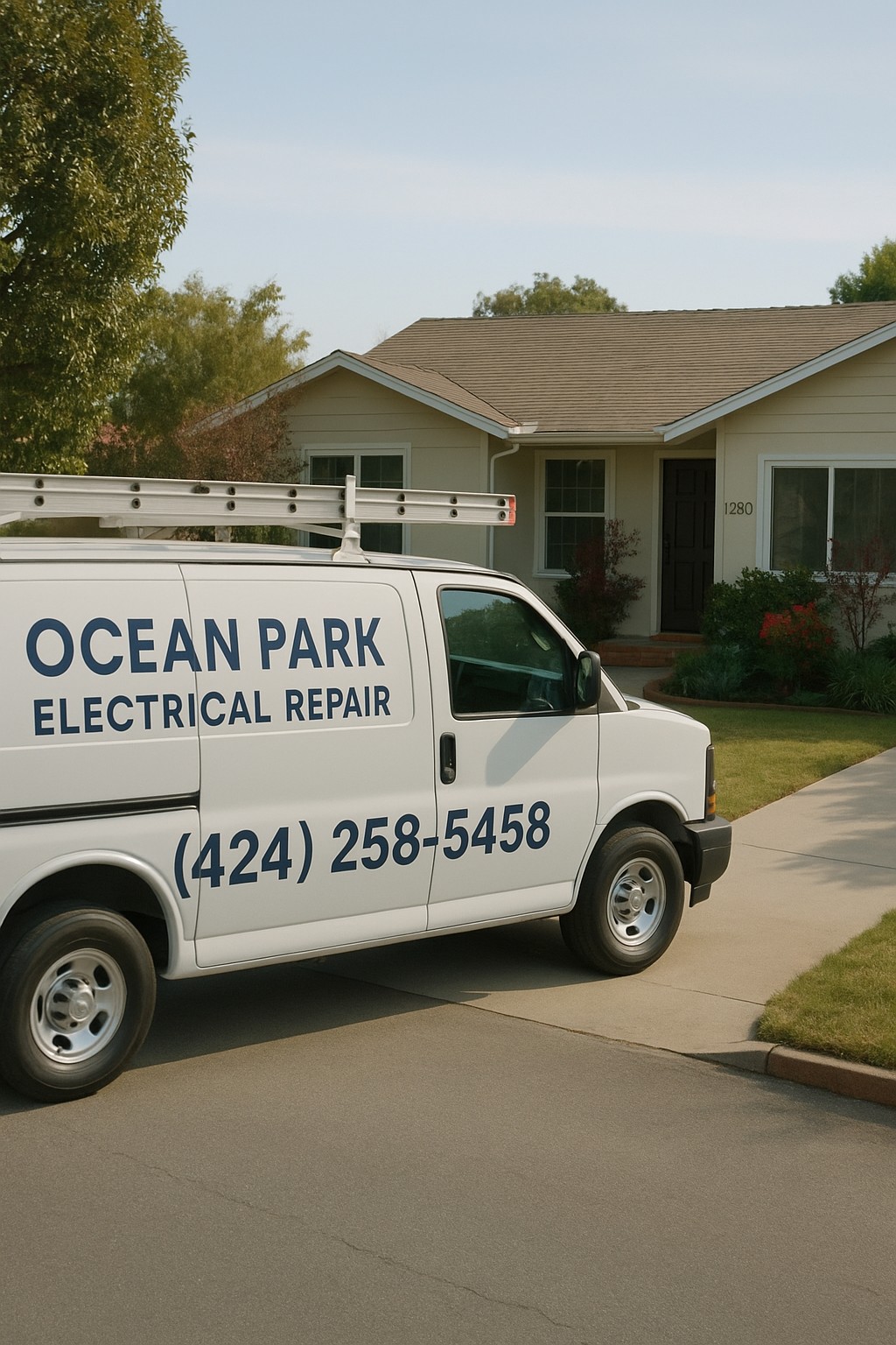 Ocean Park Electrical service truck arriving for a local Santa Monica electrical repair